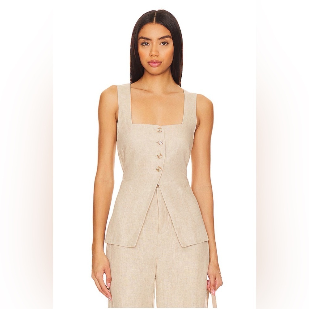 NWT Faithfull the Brand Maya Linen Vest Top Natural Beige Square Neck Sz S/4